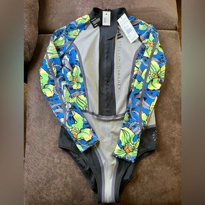 adidas by Stella McCartney - Truenature Paneled Floral Swimsuit: size Medium